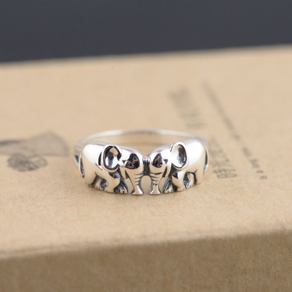 Sterling Silver Rings Fine Of Auspicious Elephant Jewelry Rings Good Luck Ring - Picture 1 of 6